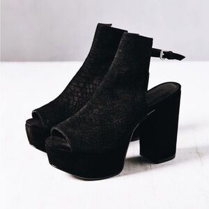 Silence + Noise Black Peep-Toe Heeled Boots